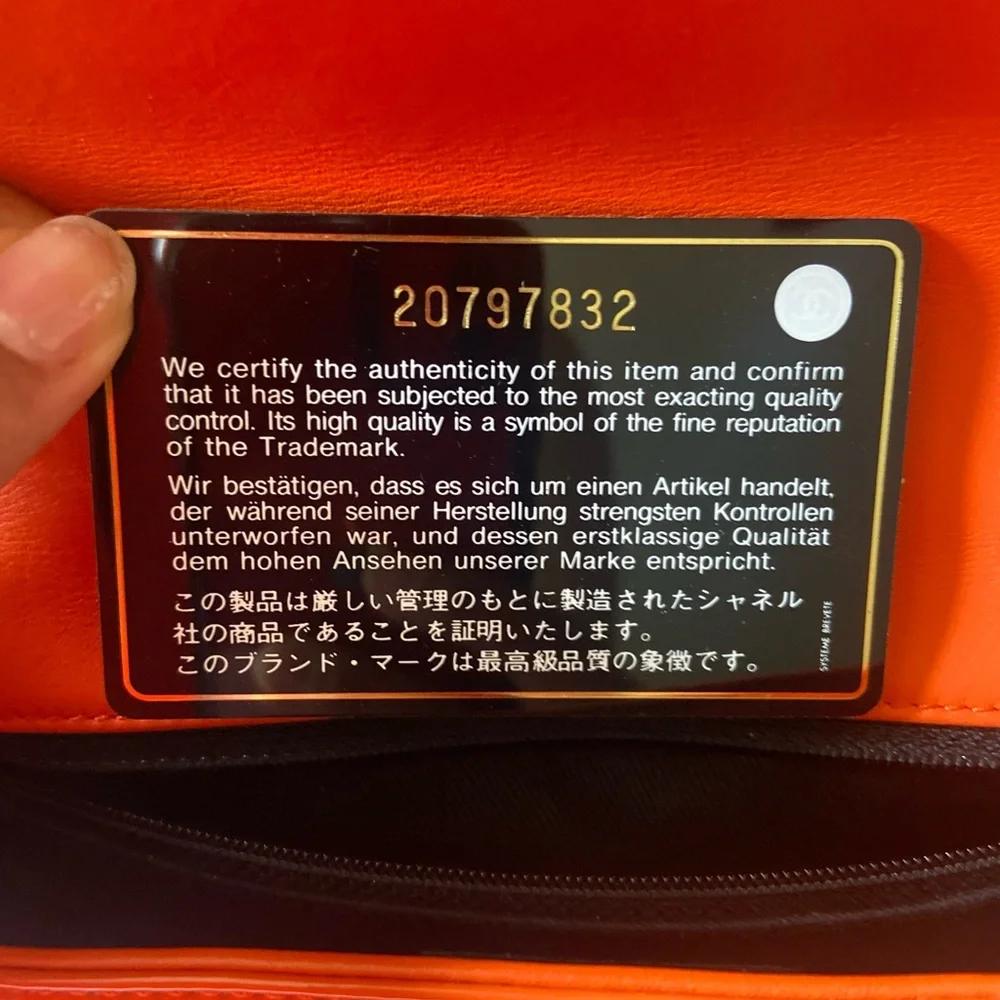 Mint Condition Chanel Orange Patent Leather Classic Flap Bag - Picture 14 of 15